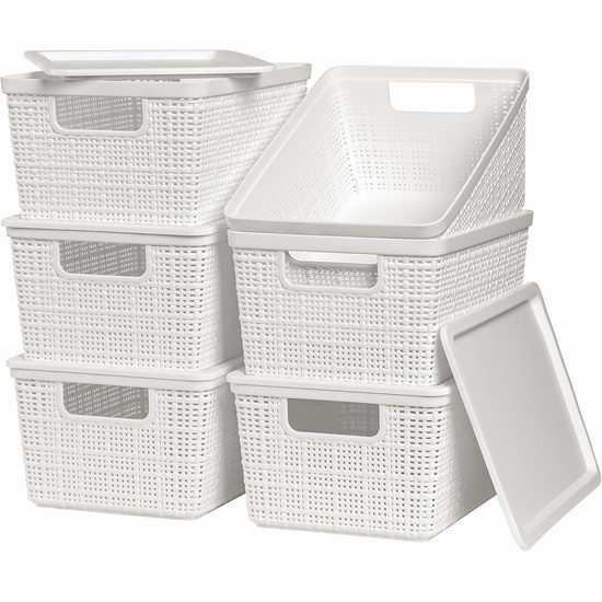  历史新低！Wrrlors 带盖 塑料收纳篮6件套5.8折 17.99加元！单件仅3加元！4色可选！