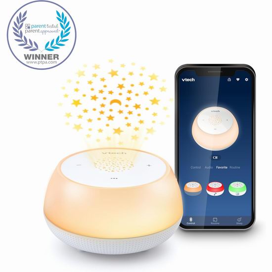  历史新低！VTech BC8213 V-Hush 40故事/歌曲/声音 夜灯投影 睡眠训练安抚器/蓝牙音箱5.1折 22.4加元！