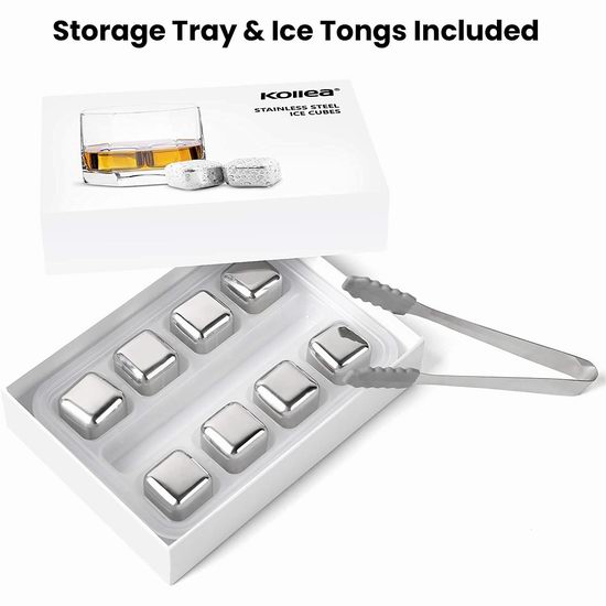  白菜价！历史新低！Kollea 冰镇酒水饮料 不锈钢冰块8件套2.9折 5.99加元清仓！附送冰钳！