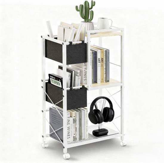  白菜价！历史新低！Sinen 3层移动书架 推车收纳架2折 20.39加元！