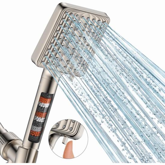  白菜价！MakeFit 6模式 软水过滤 手持淋浴头+软管+支架套装2.2折 10.99加元包邮！3色可选！会员专享！