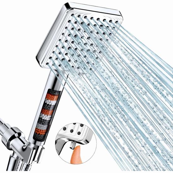  白菜价！MakeFit 6模式 软水过滤 手持淋浴头+软管+支架套装2.2折 10.99加元包邮！3色可选！