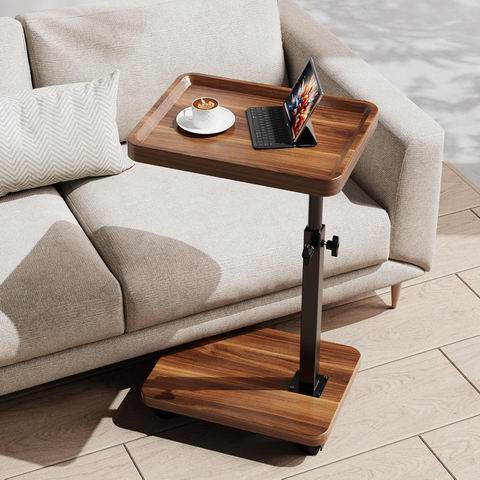  SJIE  胡桃木色C型边桌 360°旋转 高度可调 55加元（原价 69.99加元）