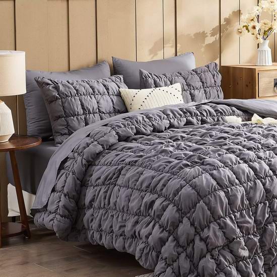 超级白菜！历史新低！Jameswish 时尚褶裥 Queen被子7件套2.3折 21加元清仓！