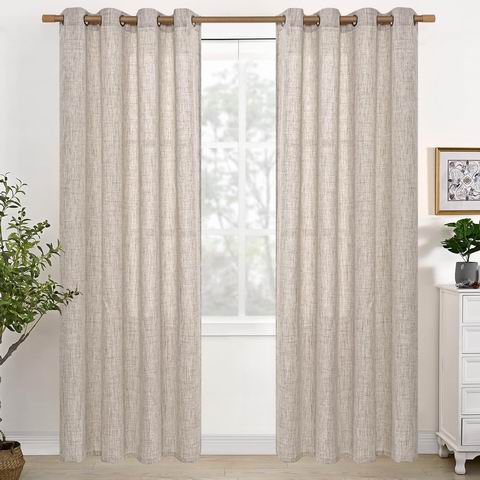  YoungsTex 52x84 英寸天然亚麻窗帘2片 29.69加元（原价 41.99加元）