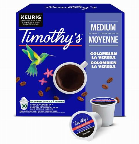  Timothy's 哥伦比亚 La Vereda K-Cup 咖啡胶囊30颗 14.22加元（原价 17加元）！每颗0.47加元