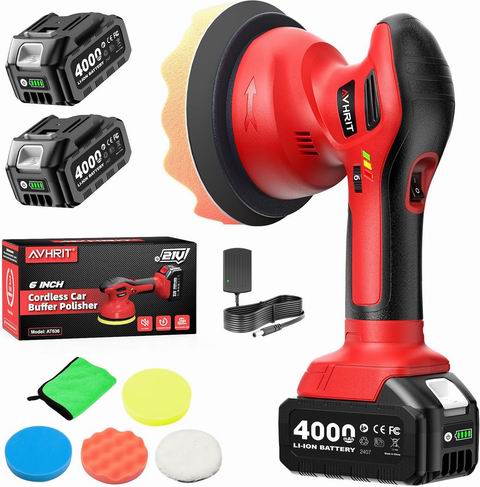  Avhrit 无绳汽车抛光机  配备2块21V 4000mAh大容量电池 47.99加元（原价 59.99加元）