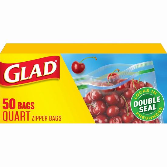  Glad 多用途夹链式食物保鲜袋50件套5.4折 4.69加元！