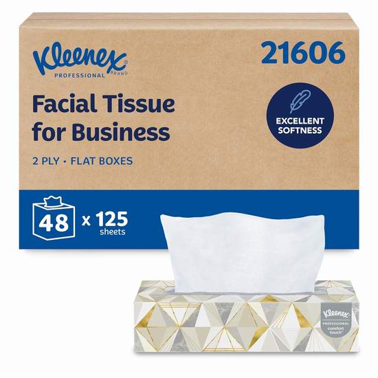  白菜价！历史新低！Kleenex 舒洁 商用级双层面巾纸（125张 x 48盒）2.8折 30.8加元包邮！单盒仅0.64加元！