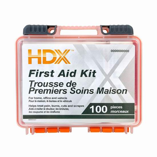  白菜价！HDX 家用急救包100件套 4.98加元包邮！
