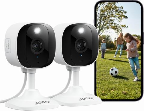  AOQEE 2K室内监控摄像头2件套 29.99加元（原价 59.99加元）