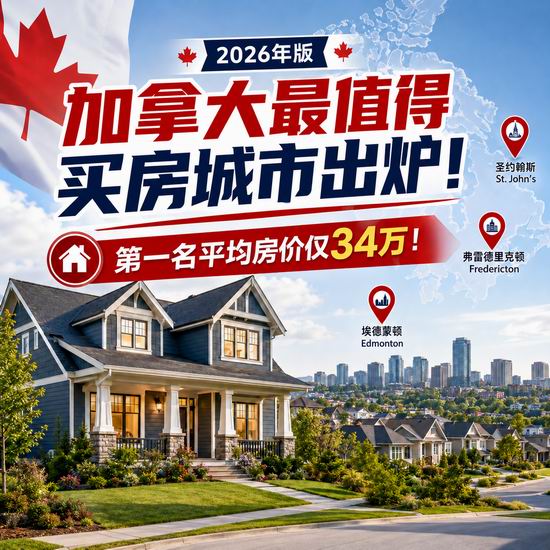 2026加拿大最值得买房城市出炉！第一名房价仅34万！