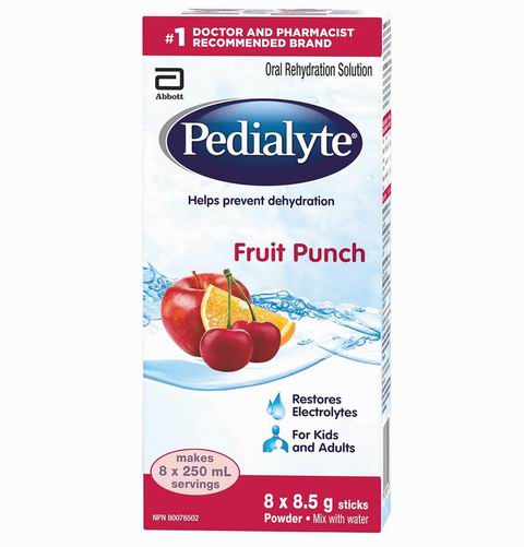  Pedialyte 水果宾治口味 口服补液盐8 x 8.5克   8.47加元（原价 11.97加元）！每盒1.05加元