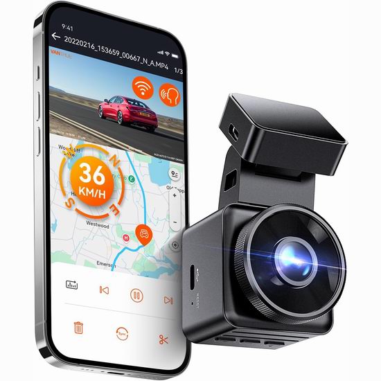  VANTRUE E1 Lite WiFi GPS 迷你行车记录仪6.5折 84.99加元包邮！
