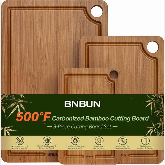  白菜价！BNBUN 天然竹菜板3件套2.8折 23.99加元包邮！