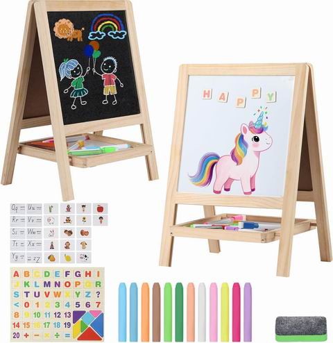 Kileubuto 儿童桌面木制双面画架 25.49加元（原价 55.99加元）