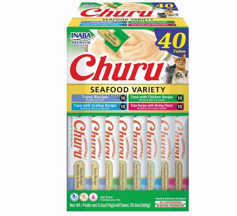  INABA Churu 金枪鱼海鲜混合口味  猫零食为40管 20.67加元（原价 28.12加元）