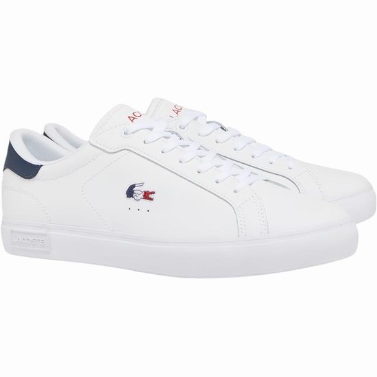  Lacoste 法国鳄鱼 Powercourt 经典款 男式真皮小白鞋5.1折 76.53加元包邮！