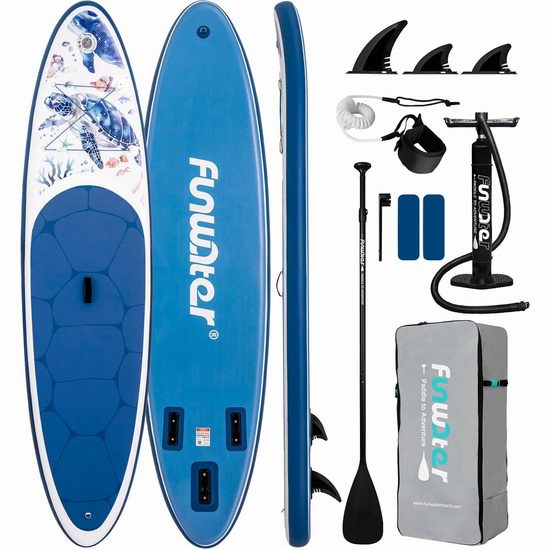  历史新低！FunWater 军用级超轻PVC 11英尺 SUP充气站立式桨板5折 139.99加元包邮！